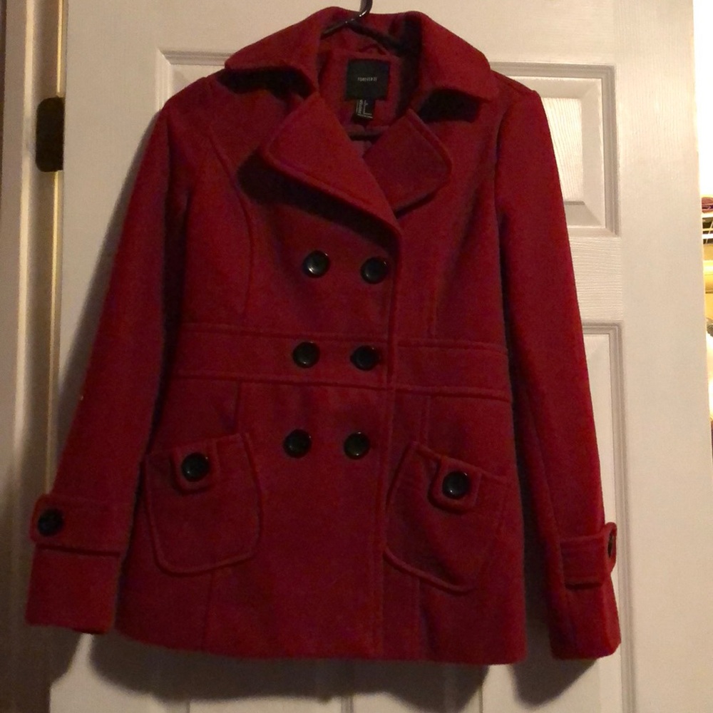 Forever 21 red pea coat